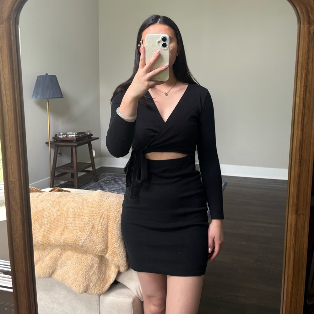 Abercrombie and Fitch Black Wrap Mini Cutout Dress